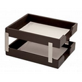 Dark Brown Econo Line Leather Double Letter Tray